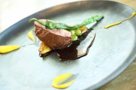 フランス産マグレ鴨のロティ~vin rouge、南瓜ピューレ、季節野菜~