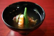 水無月蓮餅 海老 順菜 オクラ 松葉柚子 山葵
