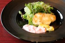 真鱈のパン粉焼き 柴漬けのタルタルとカレーマヨ